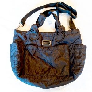 Marc By Marc Jacobs Designer Eliza-A Diaper Bag Black Nylon Quilted Embroidered